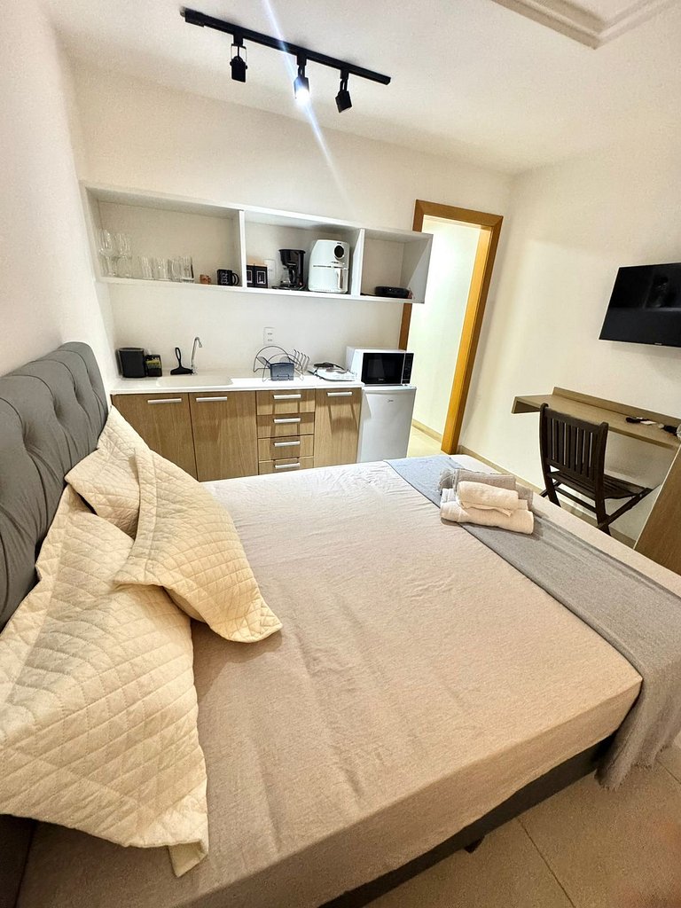 Incrível studio com infra estrutura e perto das praias